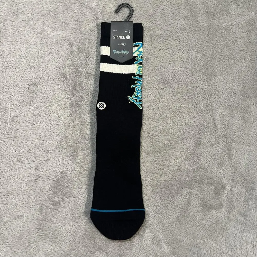 Stance Rick And Morty Socks Mens Large Black Crew Casual Adult Swim TV